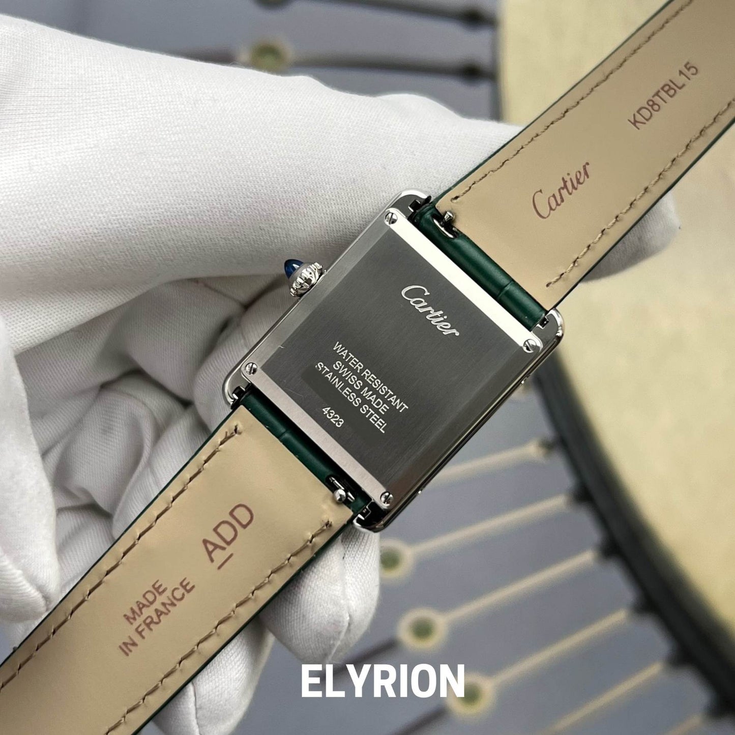 Montre Femme - Tank Louis Vert & Gold