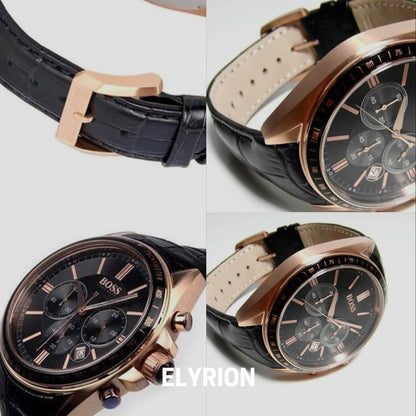 Montre Homme HB - 1513092 Chronographe en Cuir Noir