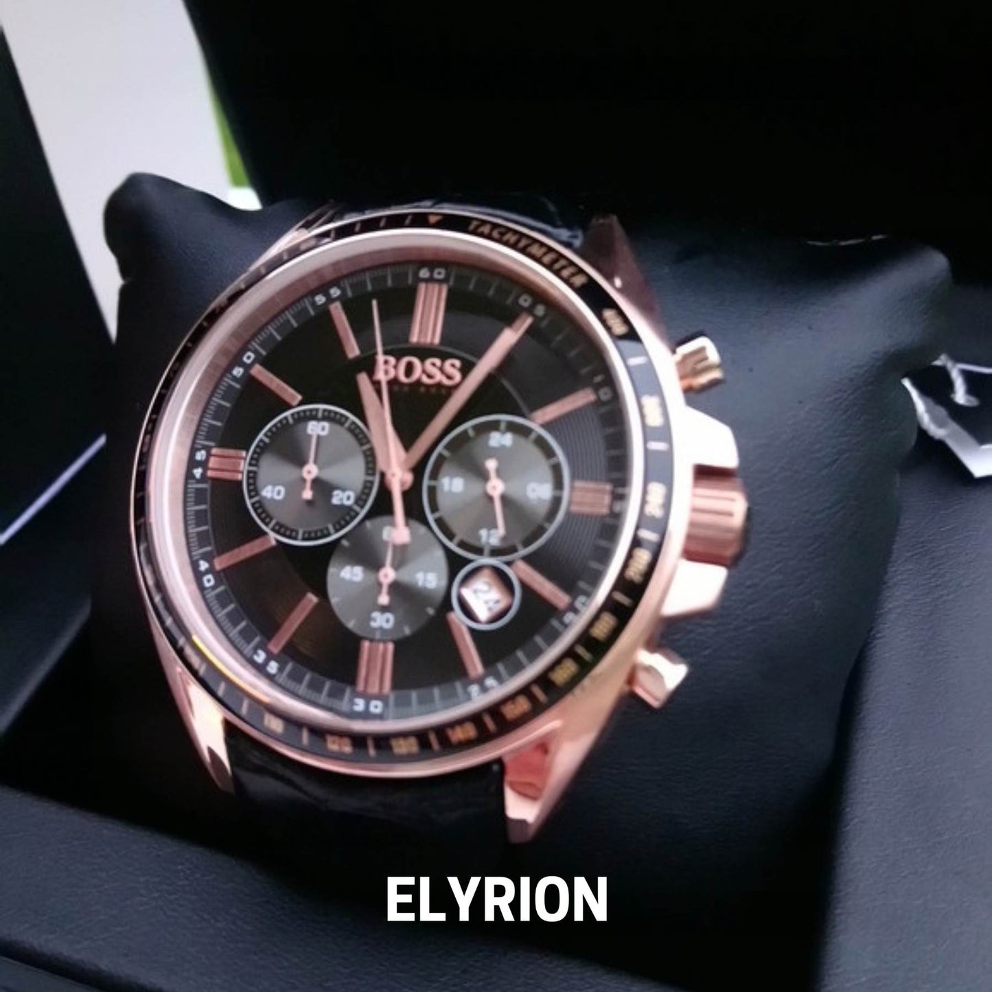 Montre Homme HB - 1513092 Chronographe en Cuir Noir