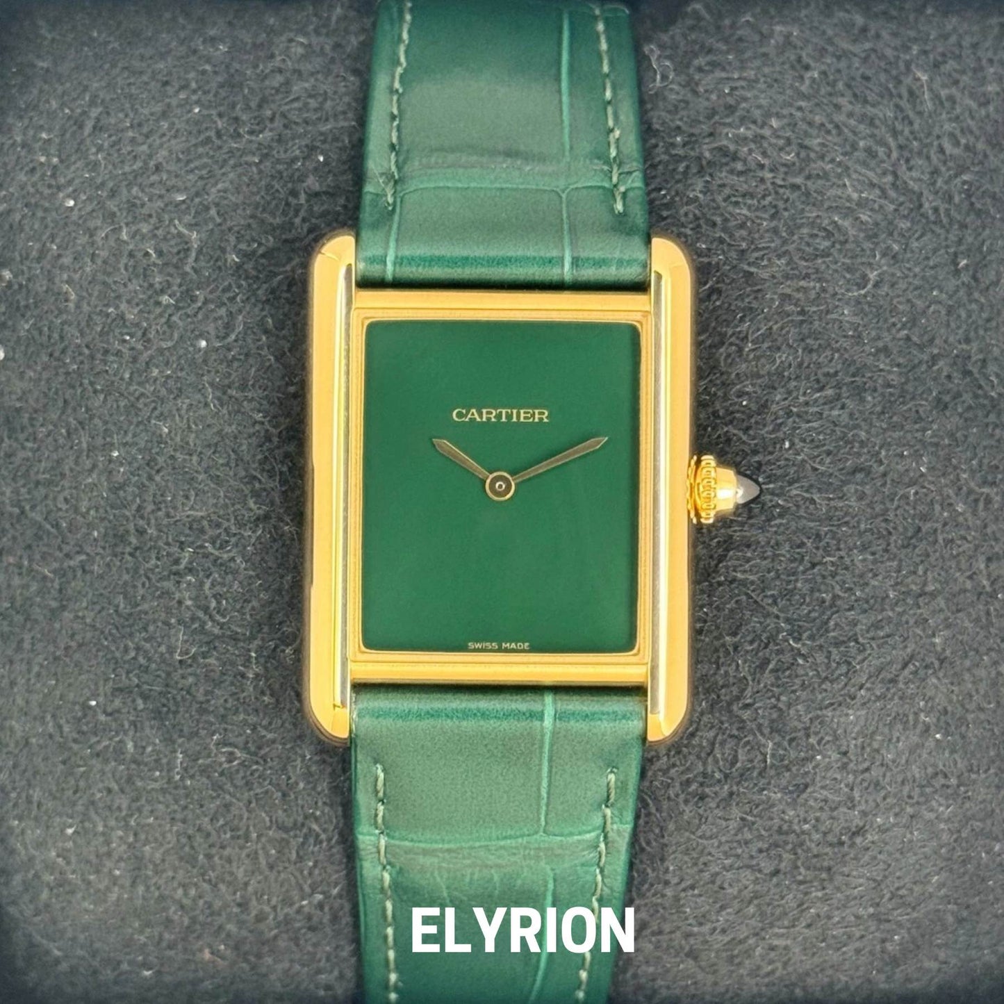Montre Femme - Tank Louis Vert & Gold